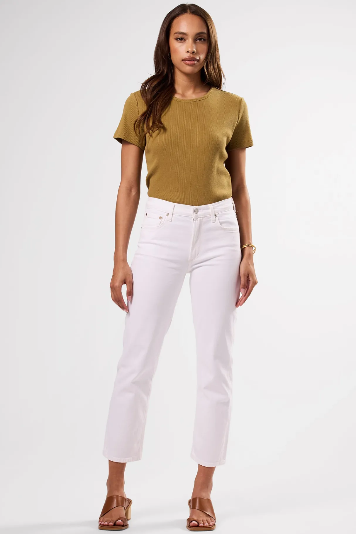Amour Vert AGOLDE Kye Mid Rise Straight Crop SourCream Fashion