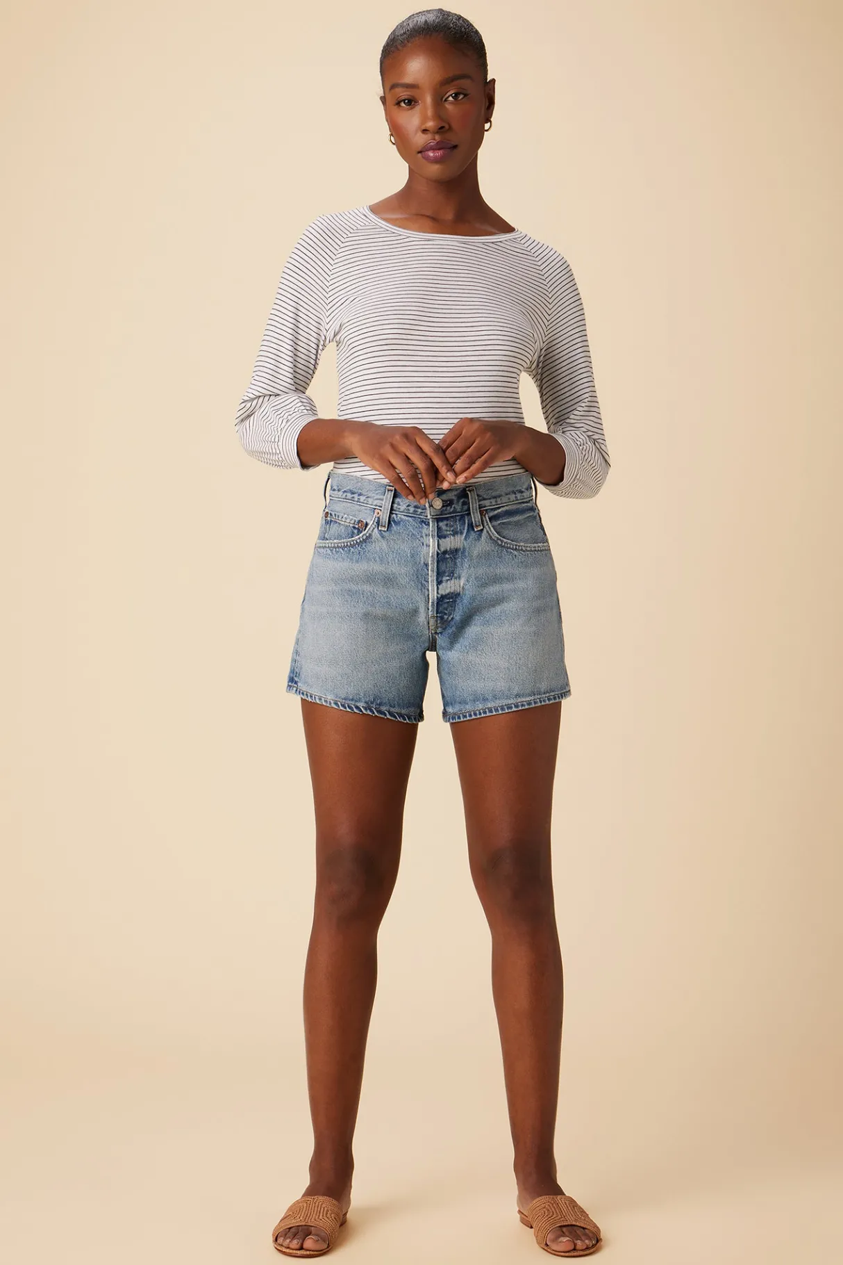 Amour Vert AGOLDE Parker Long Denim Short Occurrence Sale