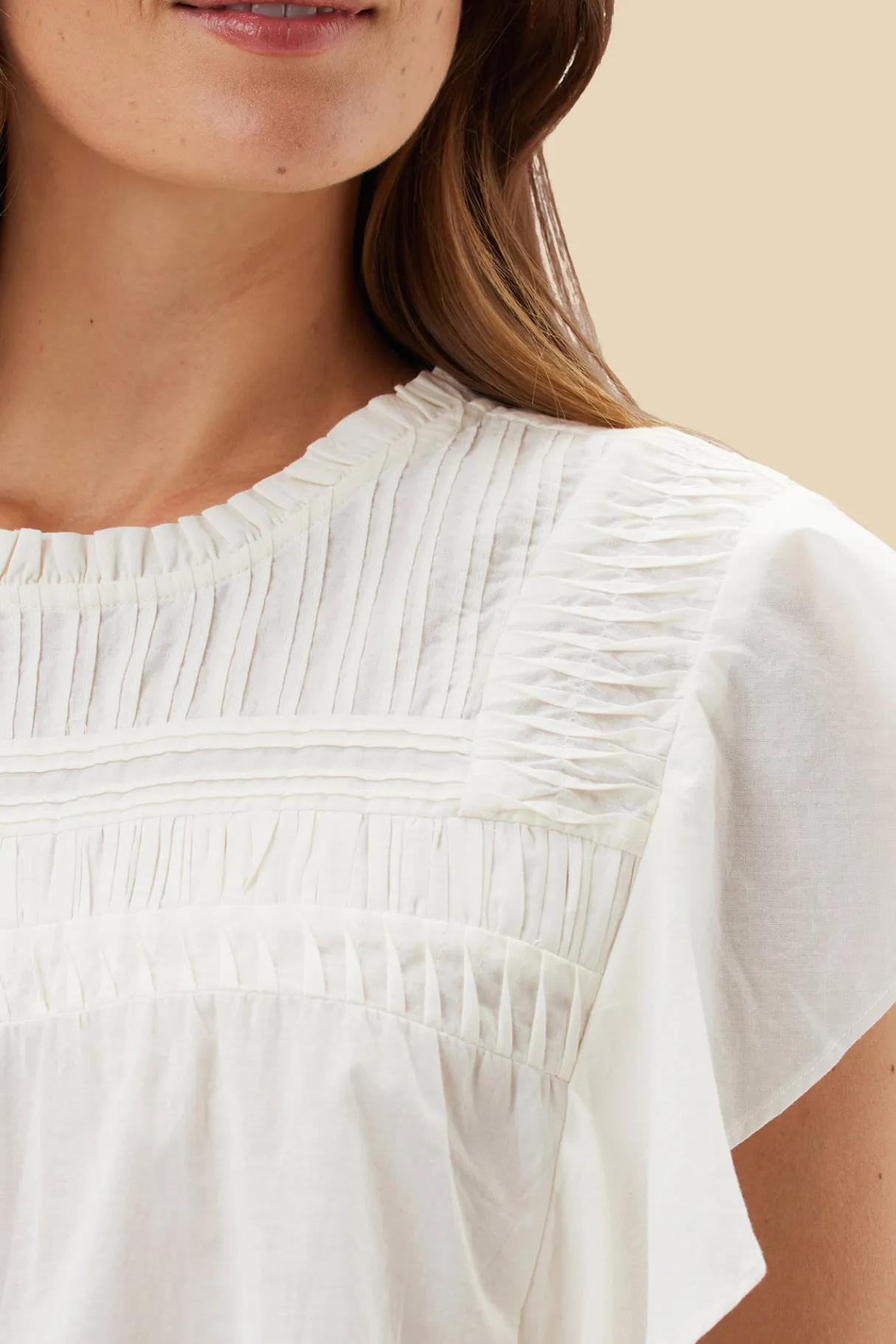 Amour Vert Aida Organic Cotton Blouse Ivory Online