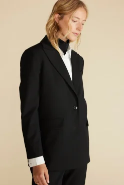 Amour Vert Alix Boyfriend Blazer Black New