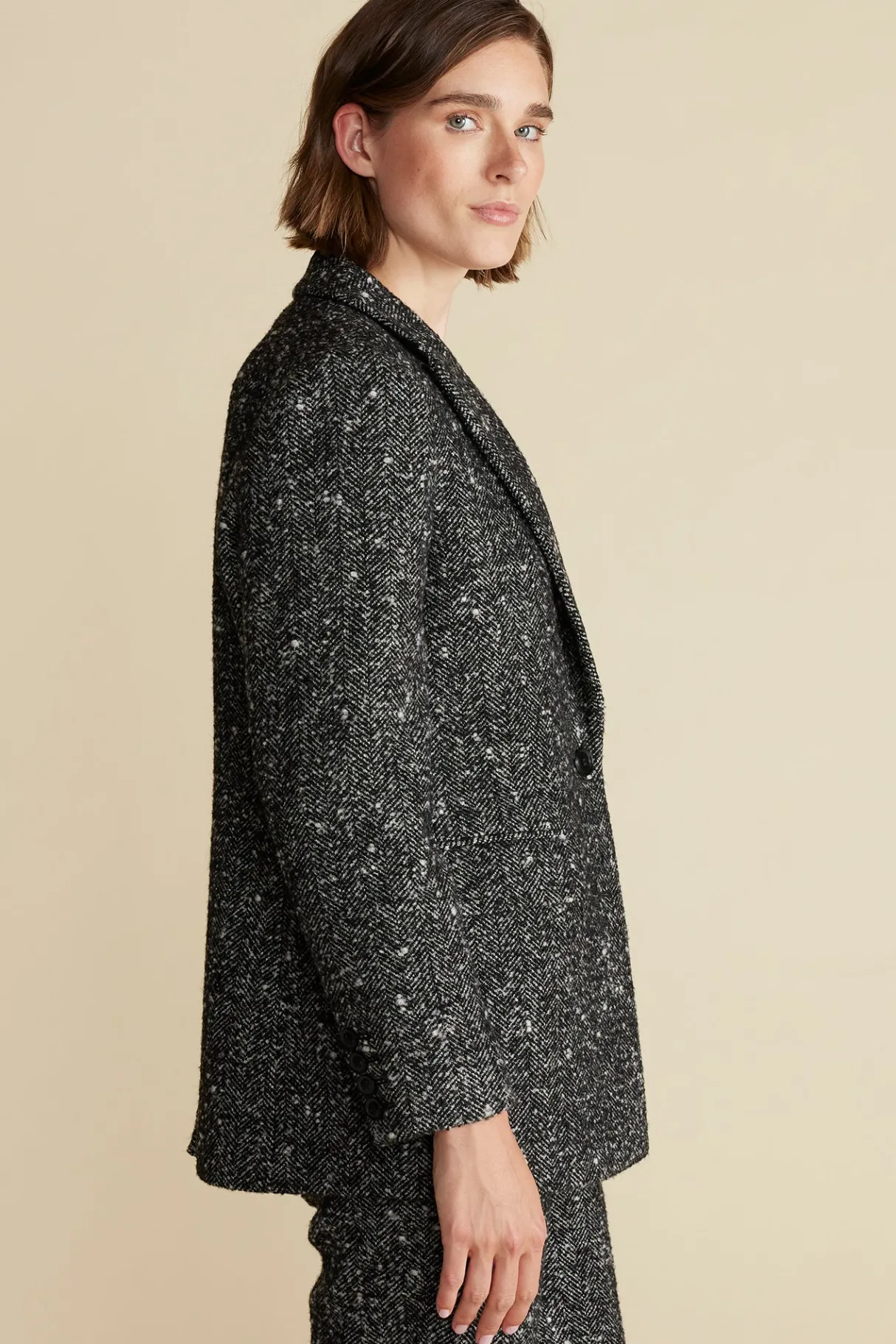 Amour Vert Alix Boyfriend Blazer BlackHerringbone Outlet