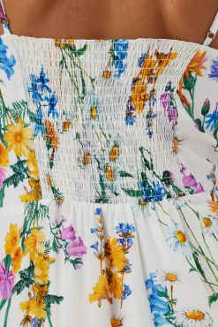 Amour Vert Alma Washable Silk Dress JardinIvory Clearance