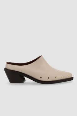Amour Vert Alohas Lorenzo Leather Mules Cream Clearance