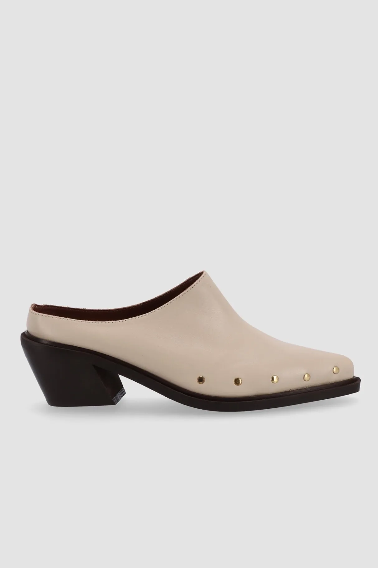 Amour Vert Alohas Lorenzo Leather Mules Cream Clearance