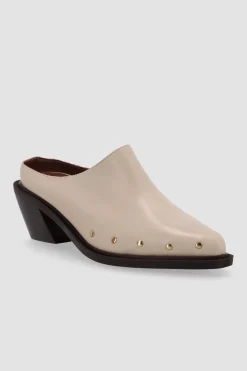 Amour Vert Alohas Lorenzo Leather Mules Cream Clearance