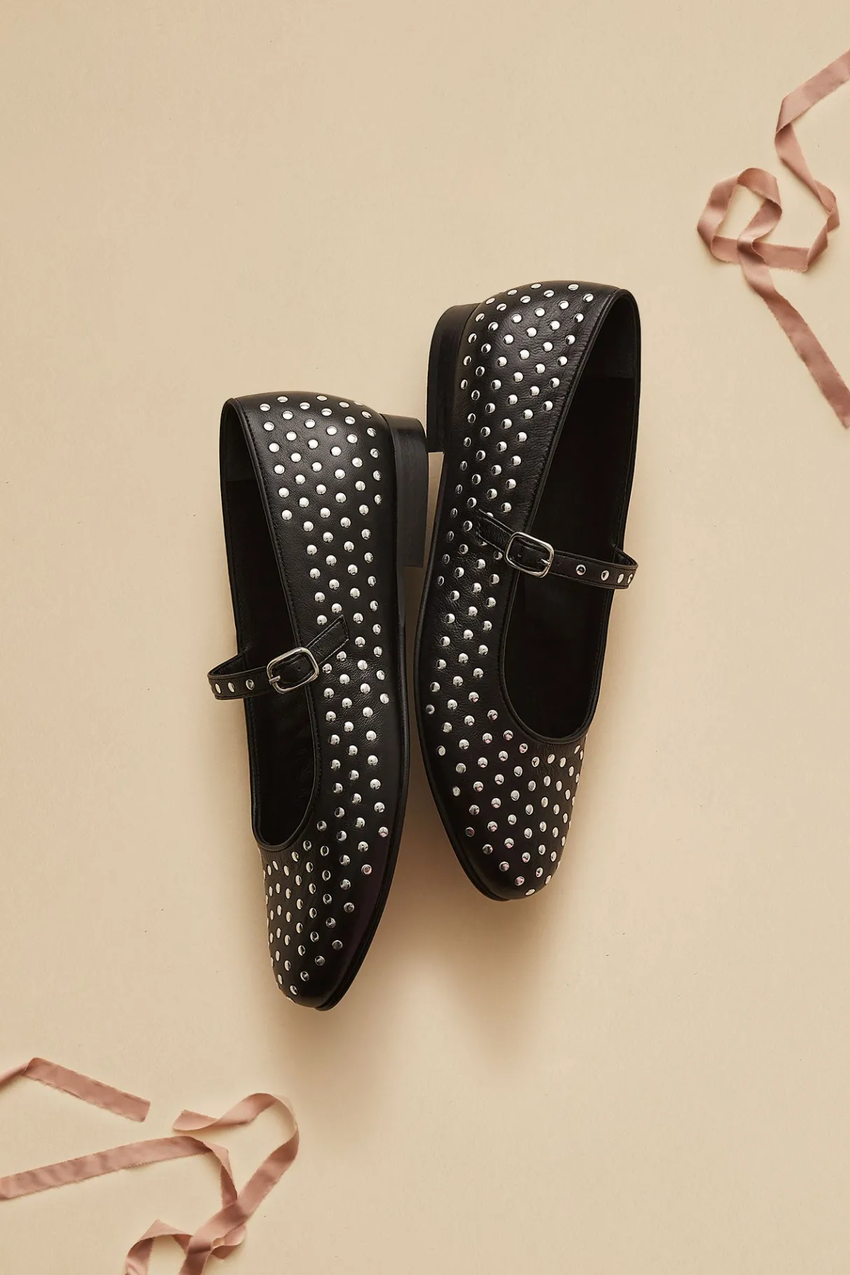 Amour Vert Alohas Lucien Leather Ballet Flats Black Fashion
