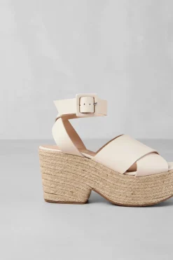 Amour Vert Alohas Lyla Leather Espadrille Cream Best