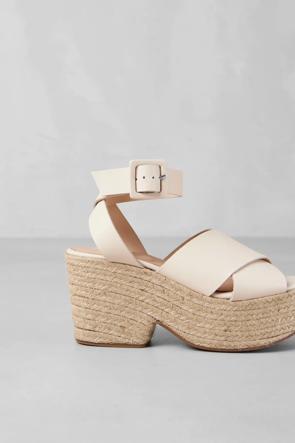 Amour Vert Alohas Lyla Leather Espadrille Cream Best