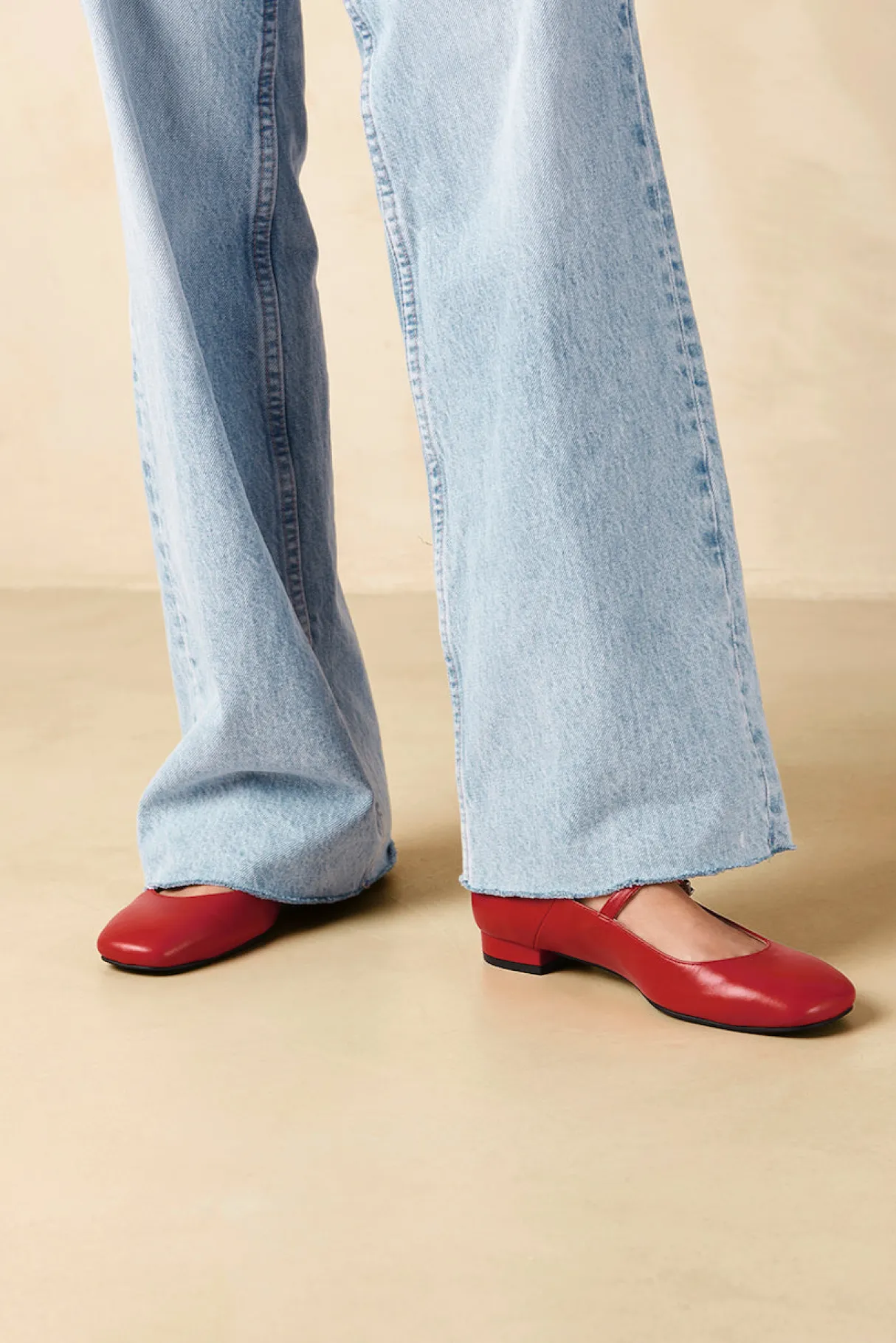 Amour Vert Alohas Por Do Sol Leather Ballet Flats Red New