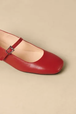 Amour Vert Alohas Por Do Sol Leather Ballet Flats Red New