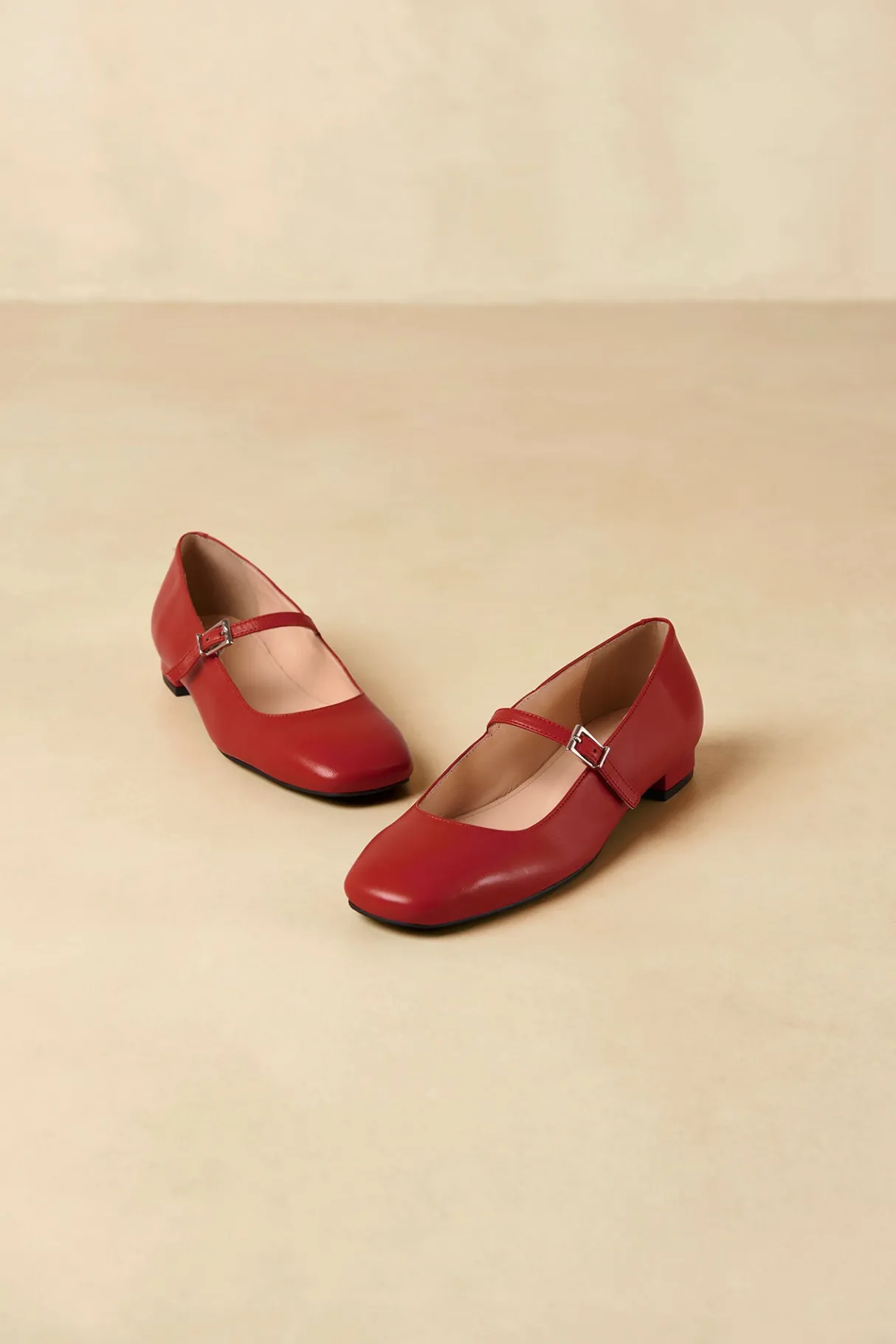 Amour Vert Alohas Por Do Sol Leather Ballet Flats Red New