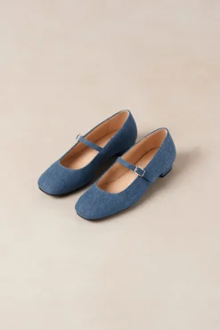 Amour Vert Alohas Por Do Sol Leather Ballet Flats Denim New