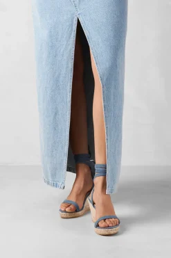 Amour Vert Alohas Willa Leather Espadrille DenimBlue Clearance