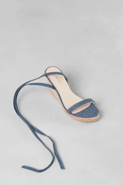 Amour Vert Alohas Willa Leather Espadrille DenimBlue Clearance