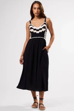 Amour Vert Anais Organic Cotton Crochet Dress BlackWhite Discount