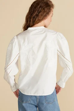 Amour Vert Angelique Puff Sleeve Poplin Blouse White Sale