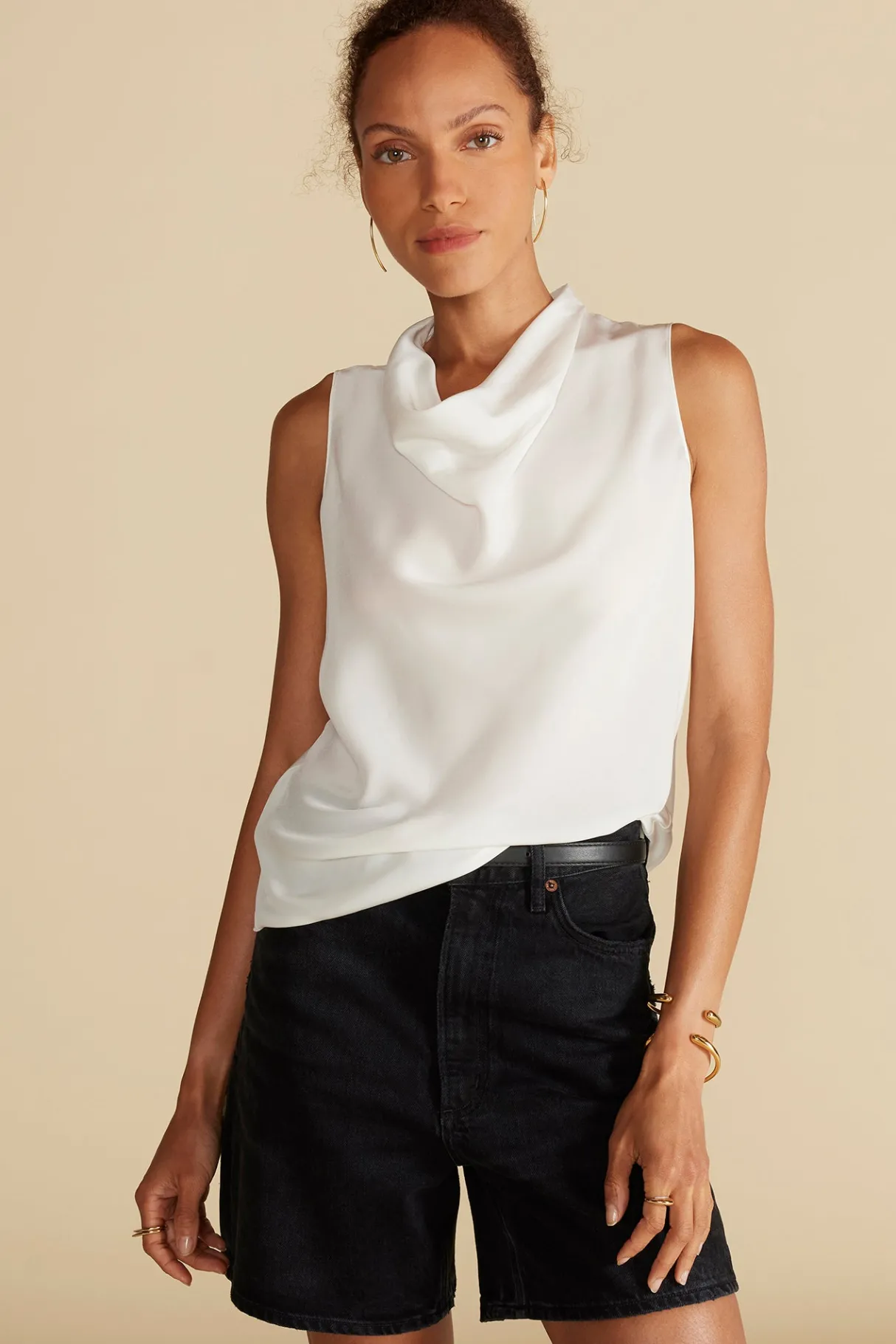 Amour Vert Ann Draped Tank Ivory Clearance