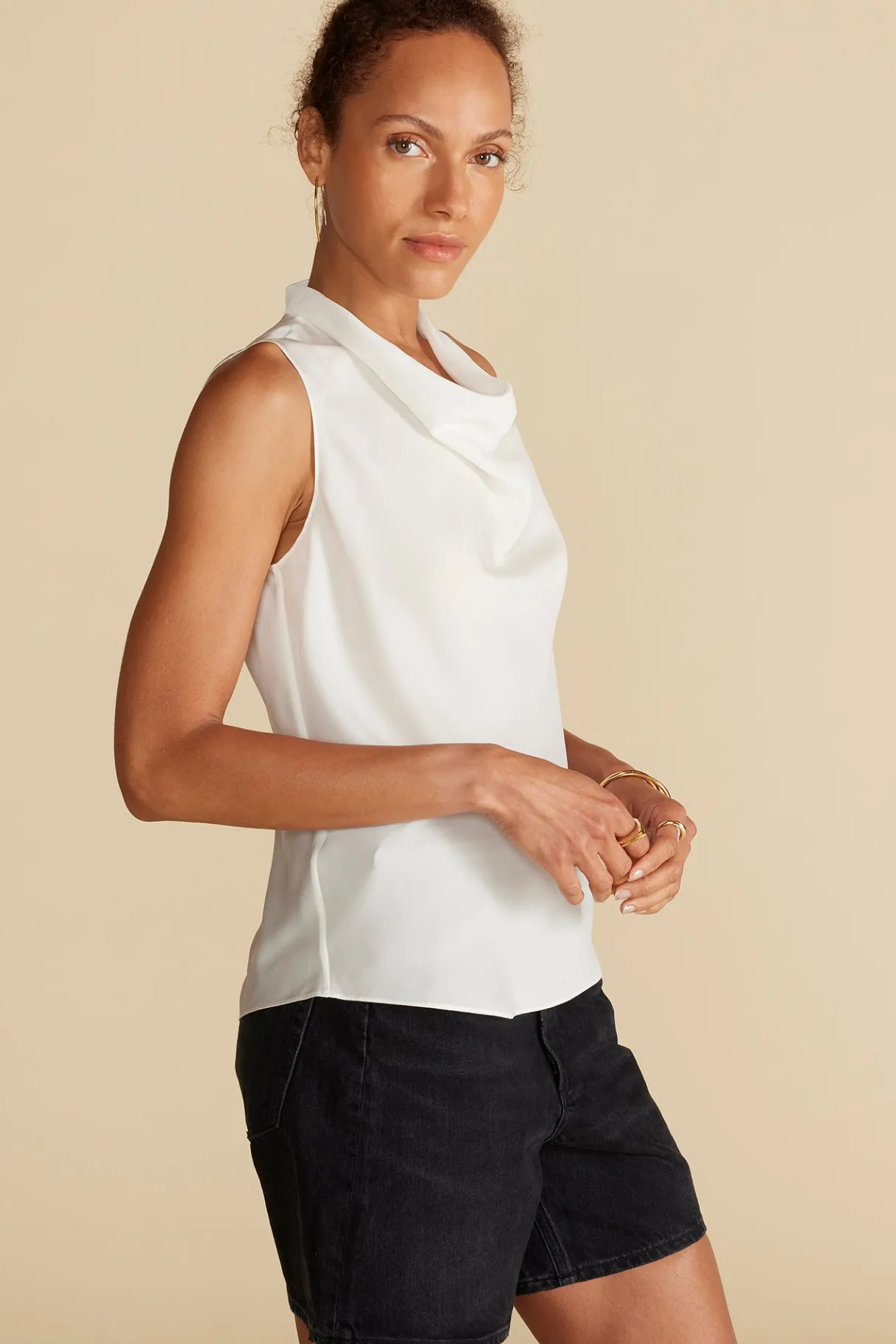 Amour Vert Ann Draped Tank Ivory Clearance