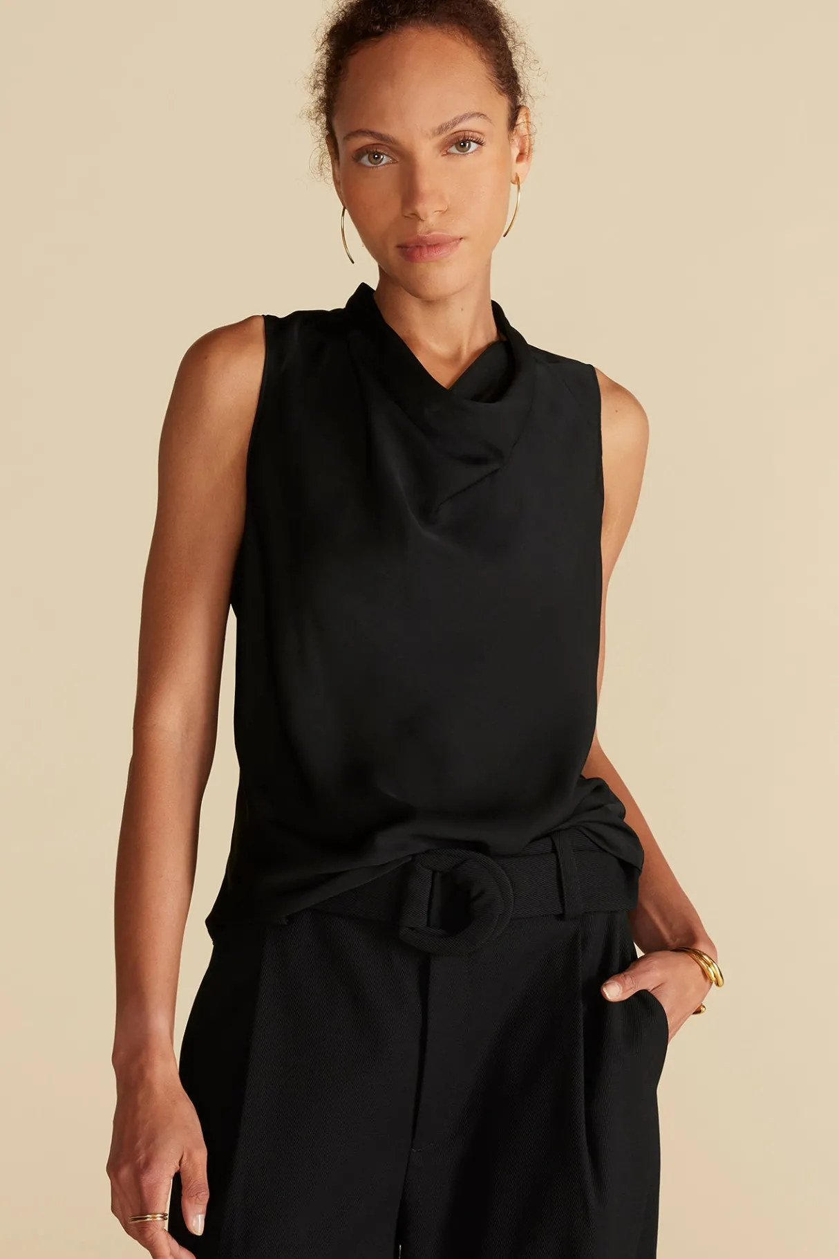 Amour Vert Ann Draped Tank Black New