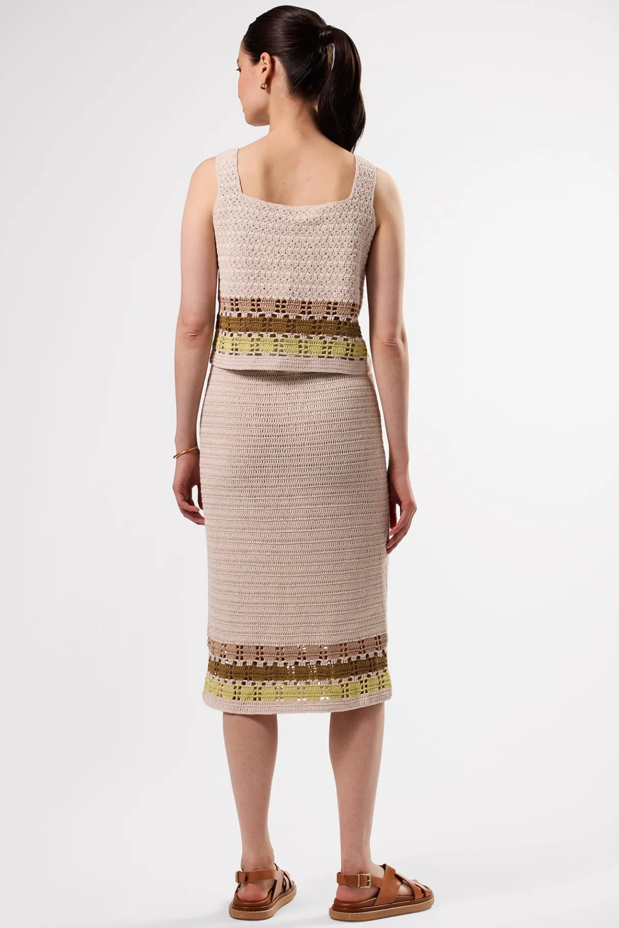 Amour Vert Antibes Crochet Tank EcruMultiStripe Online