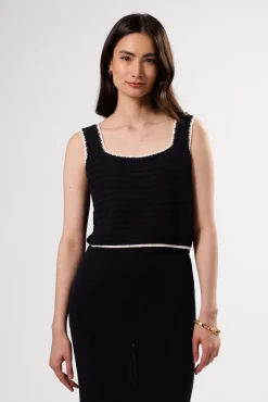 Amour Vert Antibes Crochet Tank BlackIvory New