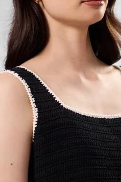 Amour Vert Antibes Crochet Tank BlackIvory New