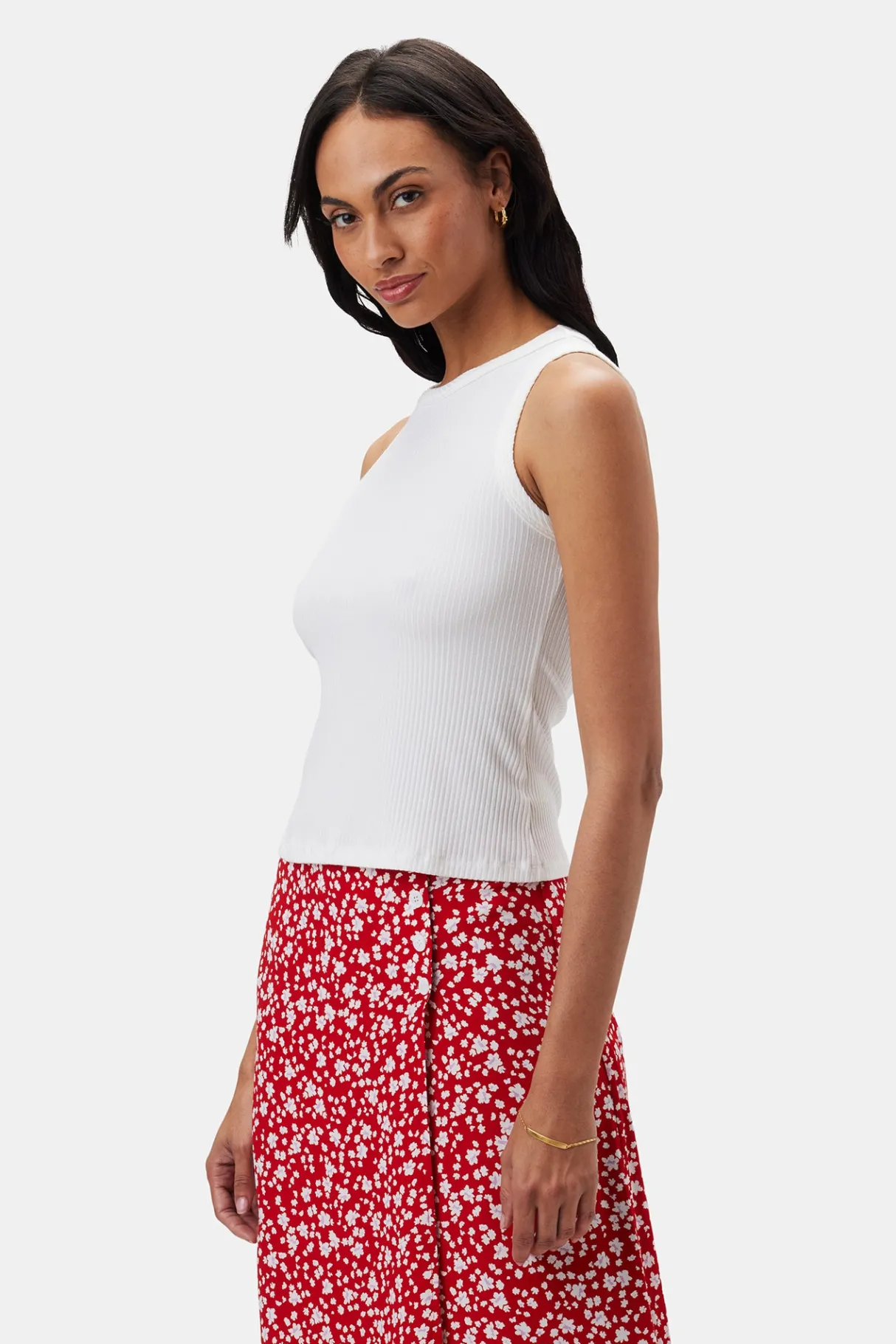 Amour Vert Asmet Paris Rib Tank White Clearance