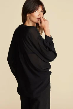 Amour Vert Aurelien Viscose Tie Blouse Black Best