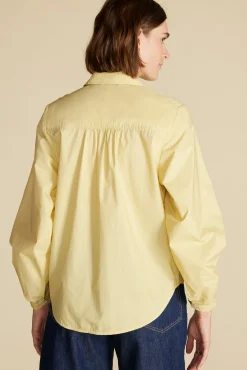 Amour Vert Averi Pleated Poplin Blouse AniseYellow Outlet