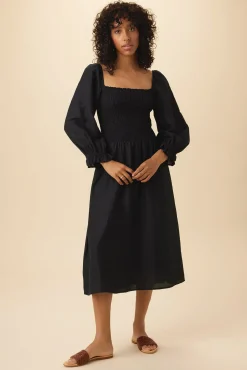 Amour Vert Averill Ramie Viscose Dress Black New