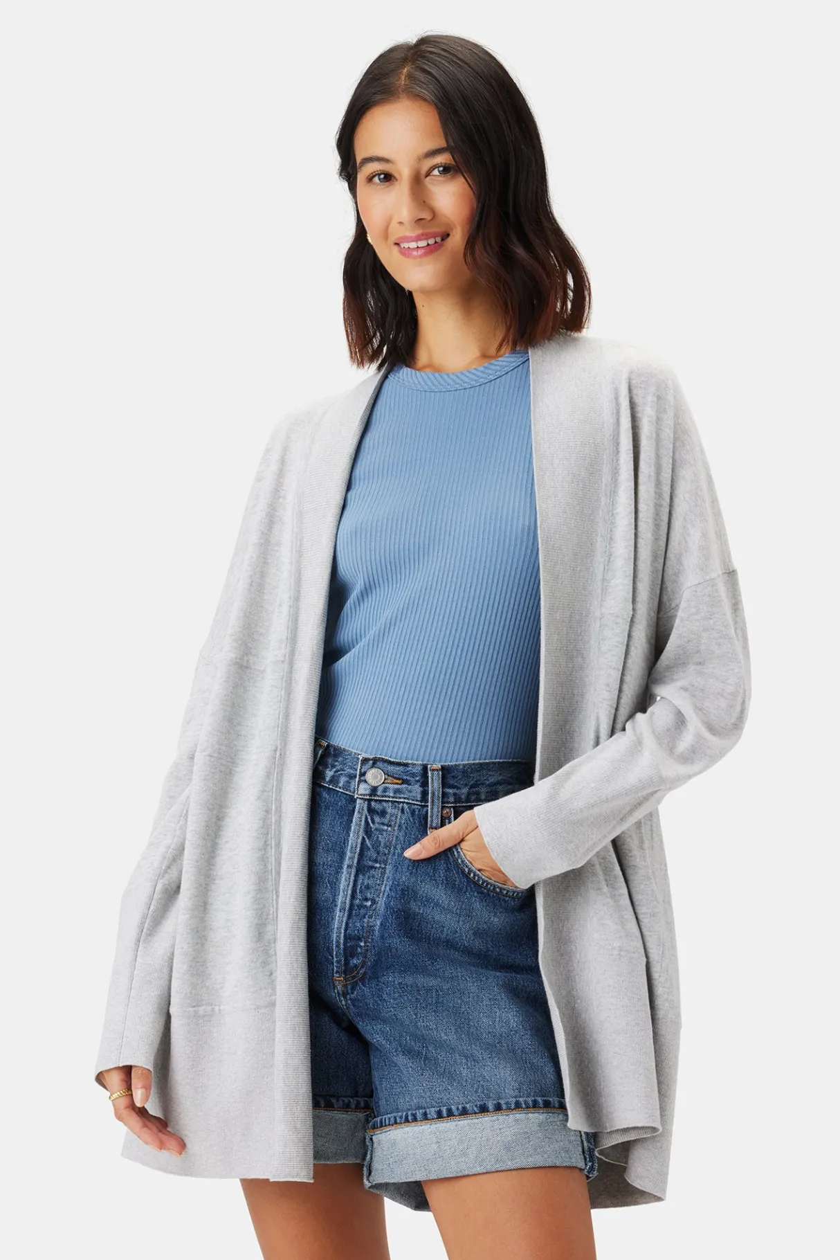 Amour Vert Bailey Flaxen Eco Cardigan HeatherGrey Online