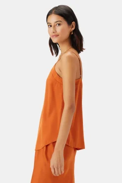 Amour Vert Barlow Stretch Silk Tank SunsetOrange Outlet