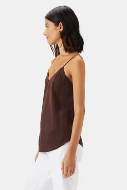 Amour Vert Barlow Stretch Silk Tank Espresso New
