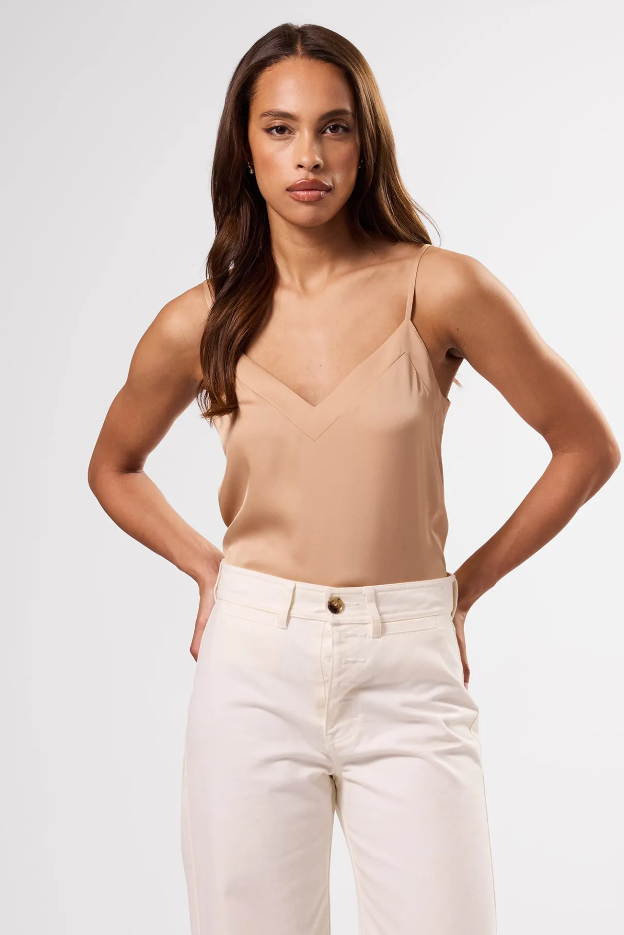 Amour Vert Barlow Stretch Silk Tank Biscotti Fashion