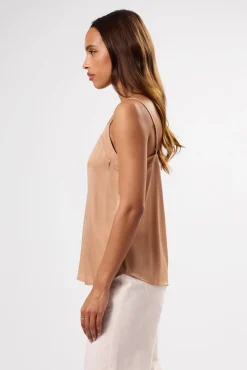Amour Vert Barlow Stretch Silk Tank Biscotti Fashion