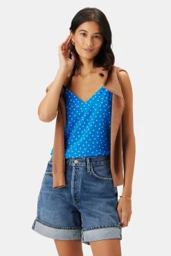 Amour Vert Barlow Washable Silk Tank RivieraDotTurquoise Fashion