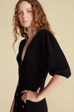 Amour Vert Benoite Knit Shirt Dress Black Best