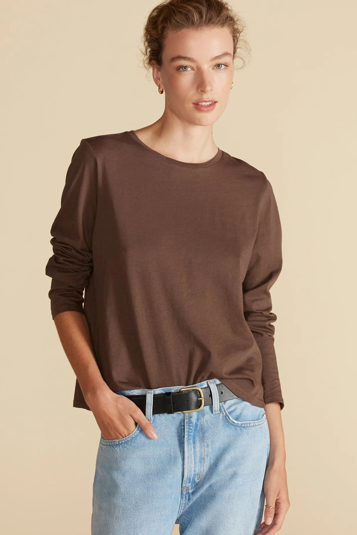 Amour Vert Berkeley Long Sleeve Tee EspressoBrown New