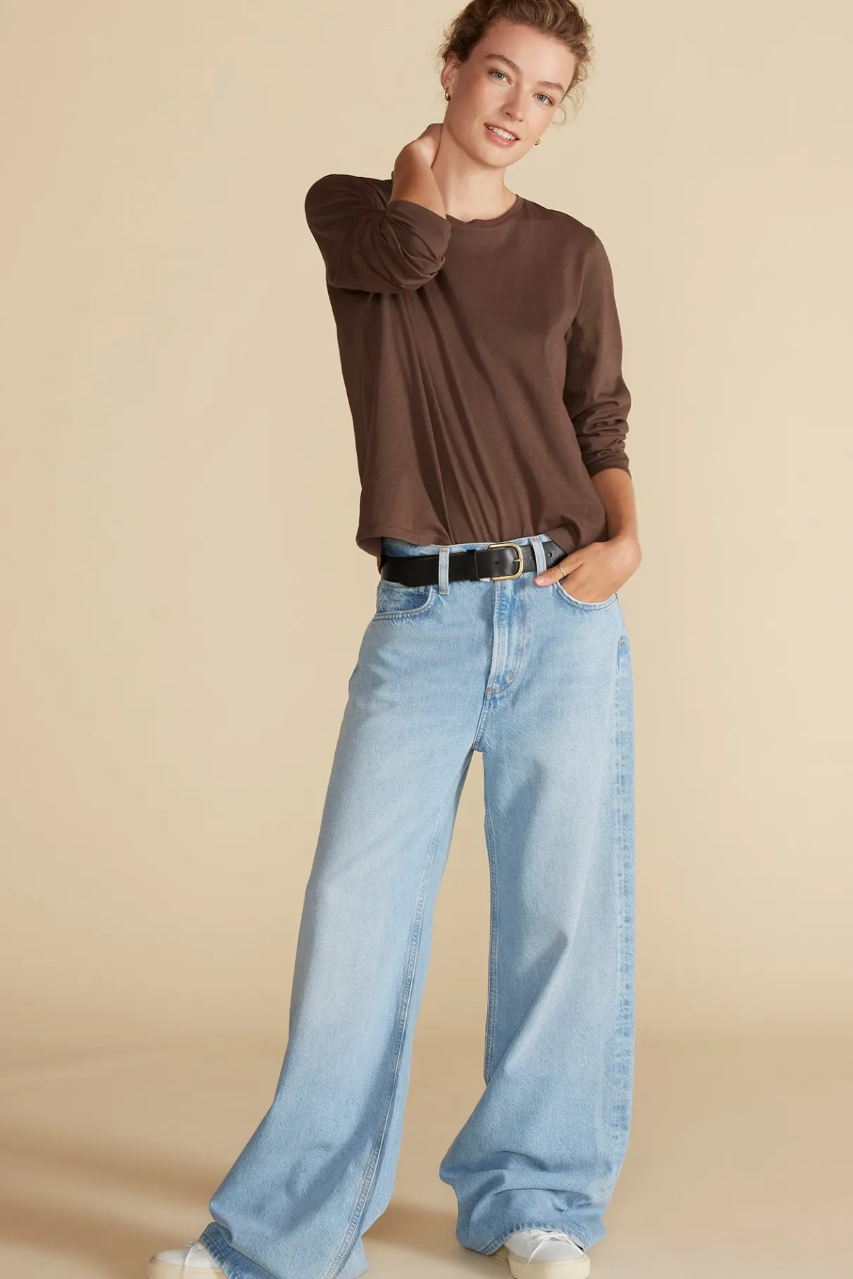 Amour Vert Berkeley Long Sleeve Tee EspressoBrown New