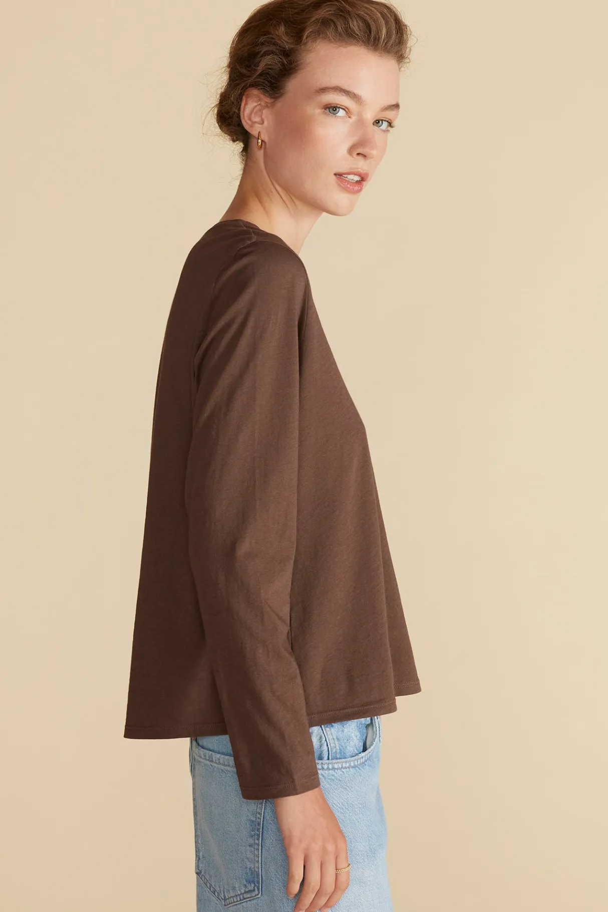 Amour Vert Berkeley Long Sleeve Tee EspressoBrown New