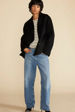 Amour Vert Berkeley Long Sleeve Tee IvoryandOliveGreenStripe Sale