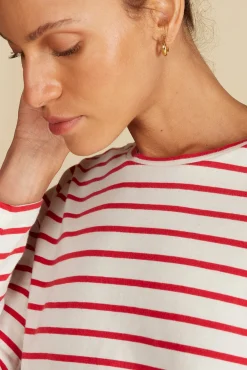 Amour Vert Berkeley Long Sleeve Tee IvoryandRedStripe Discount