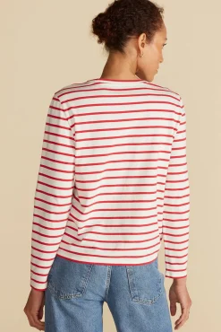 Amour Vert Berkeley Long Sleeve Tee IvoryandRedStripe Discount