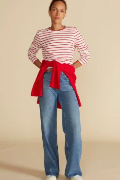 Amour Vert Berkeley Long Sleeve Tee IvoryandRedStripe Discount