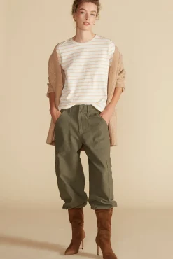 Amour Vert Berkeley Long Sleeve Tee IvoryandBiscottiBeigeStripe Best