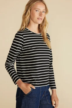 Amour Vert Berkeley Long Sleeve Tee BlackandIvoryStripe Hot