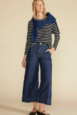 Amour Vert Berkeley Long Sleeve Tee BlackandIvoryStripe Hot