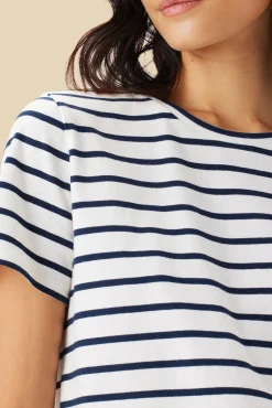 Amour Vert Berkeley Organic Cotton Tee IvoryNavyBlueStripe Fashion