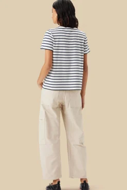 Amour Vert Berkeley Organic Cotton Tee IvoryNavyBlueStripe Fashion