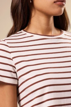 Amour Vert Berkeley Organic Cotton Tee IvoryEspressoStripe Outlet